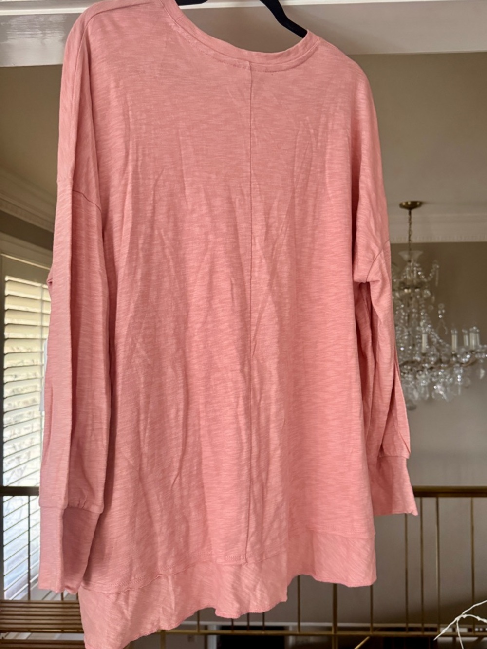 Time and Tru Coral Pink Long-Sleeve Crewneck Top - Picture 4 of 5
